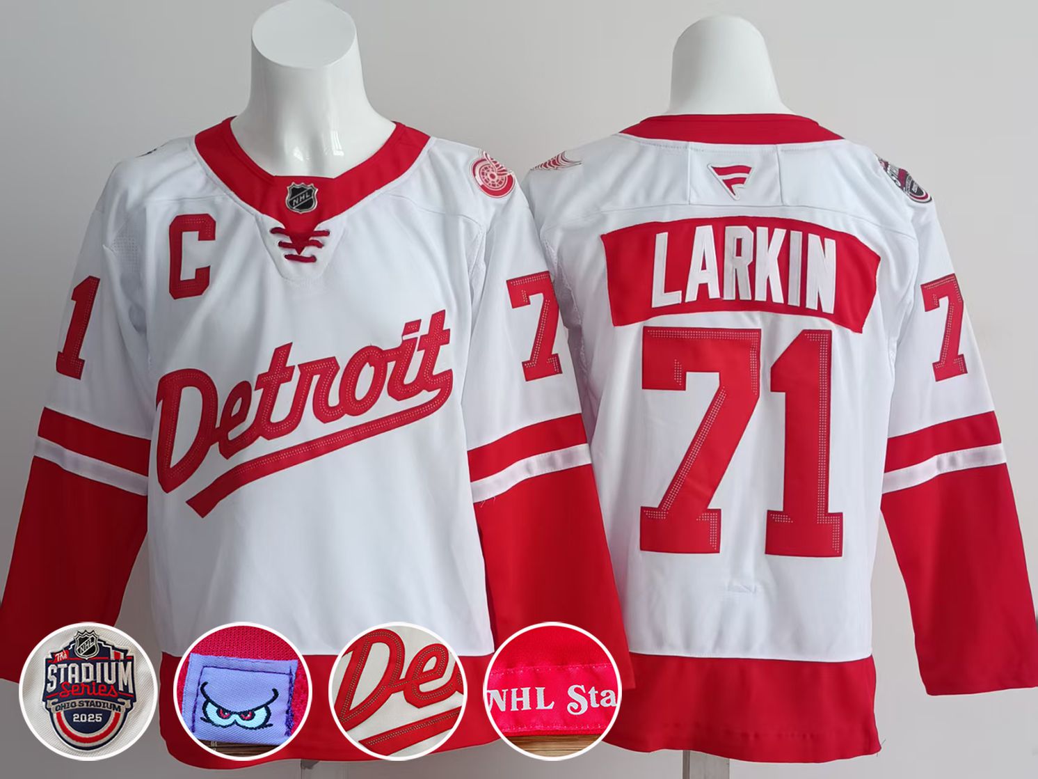Men Detroit Red Wings #71 Larkin White 2025 Fanatics Home Premium NHL Jersey->detroit red wings->NHL Jersey